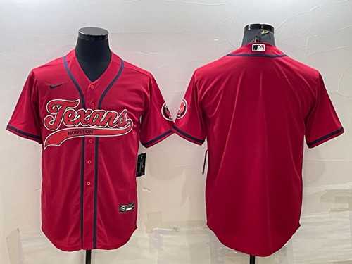 Mens Houston Texans Blank Red With Patch Cool Base Stitched Baseball Jersey